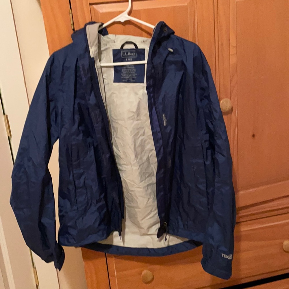 LL Bean dark blue rain jacket